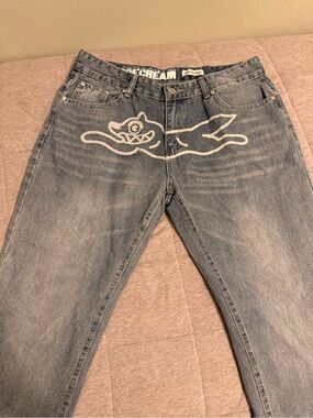 Icecream Men's Faded Blue Graphic Relaxed Jeans